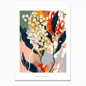 Colourful Flower Illustration Poster Babys Breath 2 Canvas Print