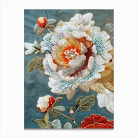 Chinese Flower Embroidery Canvas Print