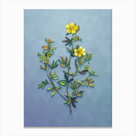 Vintage Yellow Buttercup Flowers Botanical Art on Summer Song Blue n.0545 Canvas Print