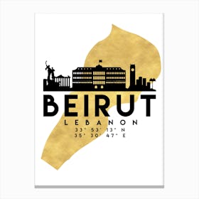 Beirut Lebanon Silhouette City Skyline Map Canvas Print