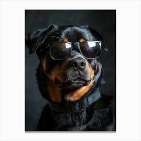 Rottweiler Wearing Sunglasses. Generated AI. Art Print Canvas Print