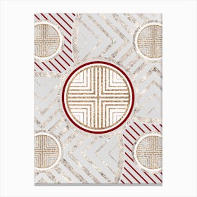 Geometric Abstract Glyph in Festive Gold Silver and Red n.0064 Canvas Print