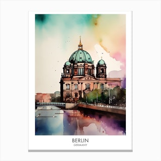 Berlin Germany Watercolour Travel Poster 4 Canvas Print