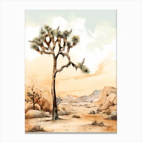  Minimalist Joshua Tree At Dawn In Desert Line Art 4 Canvas Print