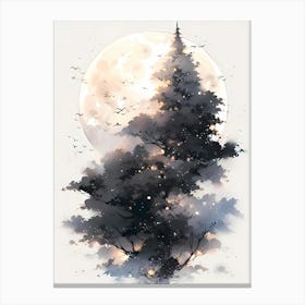 Full Moon and forestry Canvas Print