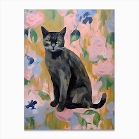 A Chartreux Cat Painting, Impressionist Painting 3 Canvas Print