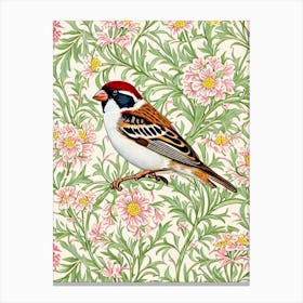 House Sparrow 2 William Morris Style Bird Canvas Print