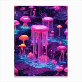 Psychedelic Jellyfish Print Canvas Print