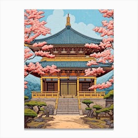 Nara Park, Japan Vintage Travel Art 4 Canvas Print