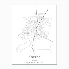 Knezha,Bulgaria Minimalist Map Leinwandbild