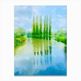 Tree Lined Lake Canvas Print