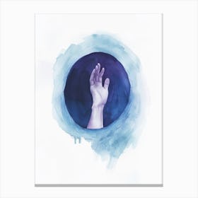 Hand In A Blue Circle Canvas Print