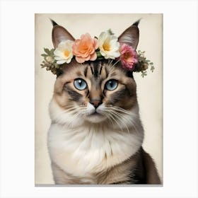 Balinese Javanese Cat With Flower Crown (20) Canvas Print