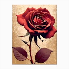 Red Rose With Golden Backdrop Canvas Print