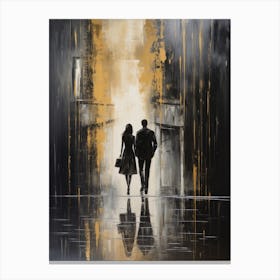Couple Walking In The Rain 1 Canvas Print