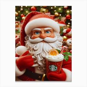 Vintage Santa Claus With A Latte Canvas Print