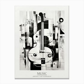 Music Abstract Black And White 3 Poster Canvas Print