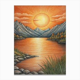 Sunset Over Lake Canvas Print