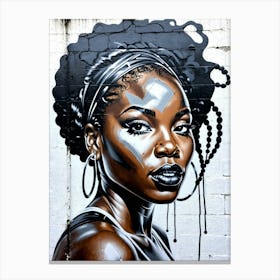 Graffiti Mural Of Beautiful Black Woman 374 Canvas Print