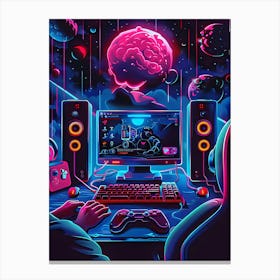 Neon Gaming Desktop Wallpaper Canvas Print