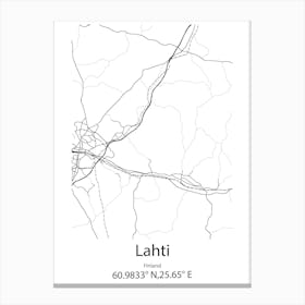 Lahti,Finland Minimalist Map Canvas Print