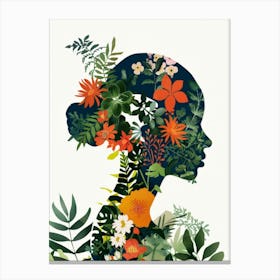 Silhouette Of A Woman With Flowers 4 Canvas Print