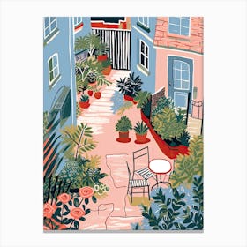 Summer Town Illustration 2 Canvas Print