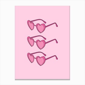 Pink Heart Sunglasses 1 Canvas Print