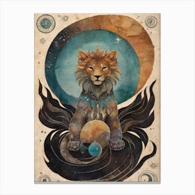 Astral Card Zodiac Leo Old Paper Painting (15) Canvas Print