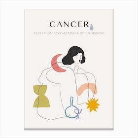 Cancer Zodiac Sign One Line Canvas Print