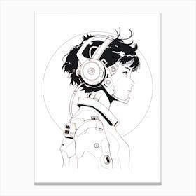 Girl With Headphones Canvas Print