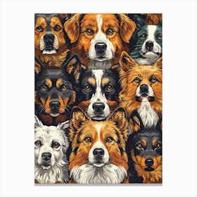 Perfectly Repeatable Artwork With Cute Dog Faces 22 Canvas Print