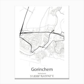 Gorinchem,Netherlands Minimalist Map Canvas Print