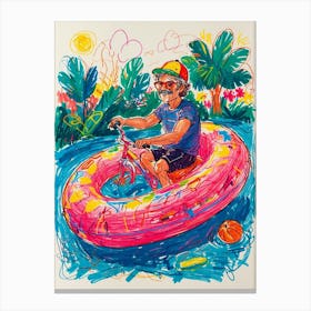 Man On The Inflatable Raft Canvas Print