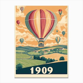 Aihrgdesign A Vintage Travel Poster Of A Hot Air Balloon Floa Da9e3d09 7693 4f40 Ba70 8e6526cbb0e3 3 Canvas Print