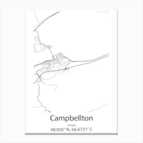 Campbellton,Canada Minimalist Map Canvas Print