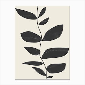 Minimal Plant Cream Black Canvas Print
