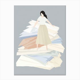 Woman Standing On Pile Of Papers Canvas Print