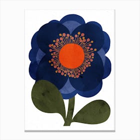 Big Blue Retro Flower Canvas Print