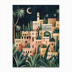 Moroccan Village At Night Canvas Print