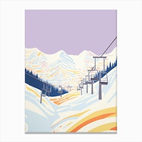 Lech Zurs Am Arlberg   Austria, Ski Resort Pastel Colours Illustration 0 Canvas Print