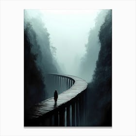 Man Walking On A Wooden Bridge Stampe su tela