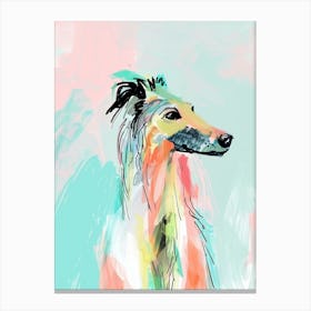 Borzoi Dog Pastel Line Watercolour Illustration  2 Canvas Print