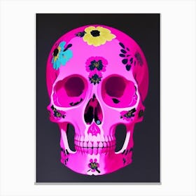 Skull With Floral Patterns Pink Matisse Style Canvas Print