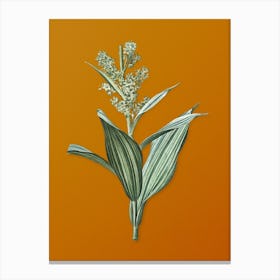Vintage False Helleborine Botanical on Sunset Orange n.0264 Canvas Print