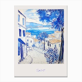 Split Croatia 2 Mediterranean Blue Drawing Poster Canvas Print