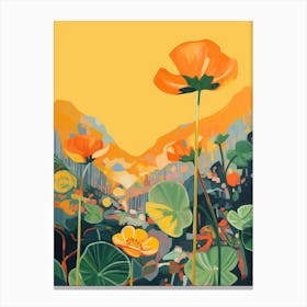 Boho Wildflower Painting Marsh Marigold 1 Canvas Print