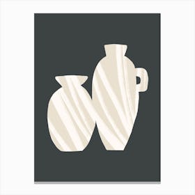 Striped Vases Beige Canvas Print