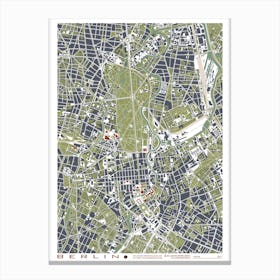Berlin Grabado Map Canvas Print