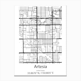 Artesia,United States Minimalist Map Canvas Print